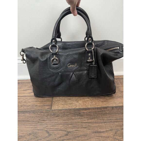 Coach Large Ashley F15447 Black Leather Satchel *Missing Shoulder Strap* - Picture 1 of 13